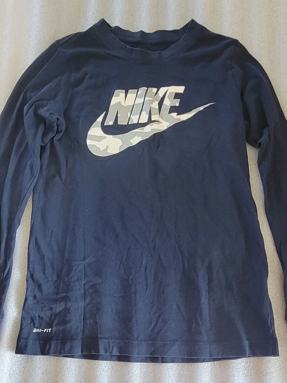 Nike Navy Short Sleeve Dri-FIT Tee with White Swoosh